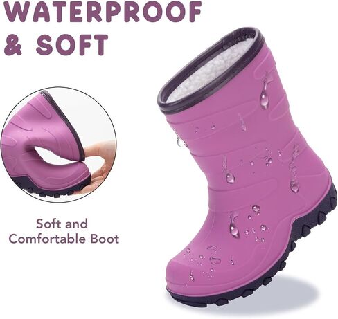 euxterpa Kids Winter Rain Boots Girls Boys Darm Dark Snow Boots Boots مقاومة للماء للأحذية المبطنة للطفل/طفل صغير/طفل كبير in Kuwait