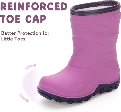 euxterpa Kids Winter Rain Boots Girls Boys Darm Dark Snow Boots Boots مقاومة للماء للأحذية المبطنة للطفل/طفل صغير/طفل كبير in Kuwait