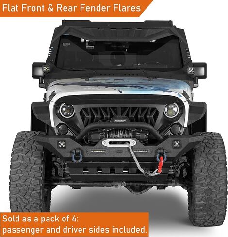 Hoke Road المحسّن مشاعل Flate Fender Frender Fronts and الخلفية لعام 2007-2018 Jeep Wrangler JK 2/4 DOORS in Kuwait
