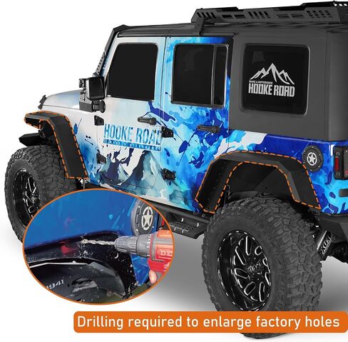 Hoke Road المحسّن مشاعل Flate Fender Frender Fronts and الخلفية لعام 2007-2018 Jeep Wrangler JK 2/4 DOORS in Kuwait
