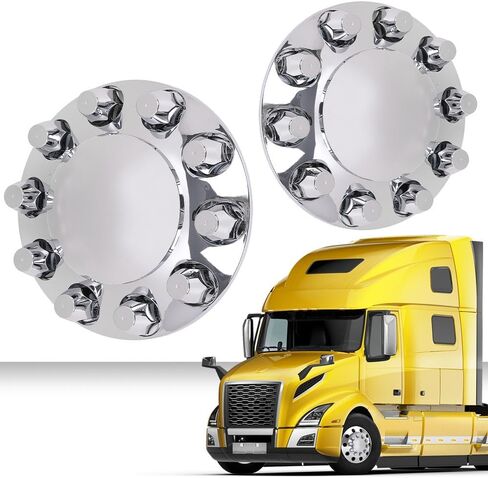 G-Plus Front Wheel تغطي محور المحور شبه البلاستيكي ABS تناسب معظم 10 ثقوب 20 "و 22.5" و 24.5 "عجلات شبه مشتتة مع 11.25" عجلات دائرة الكروم الفضة in Saudi Arabia