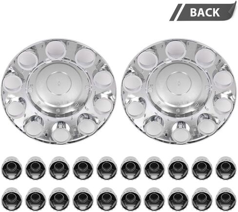 G-Plus Front Wheel تغطي محور المحور شبه البلاستيكي ABS تناسب معظم 10 ثقوب 20 "و 22.5" و 24.5 "عجلات شبه مشتتة مع 11.25" عجلات دائرة الكروم الفضة in Saudi Arabia