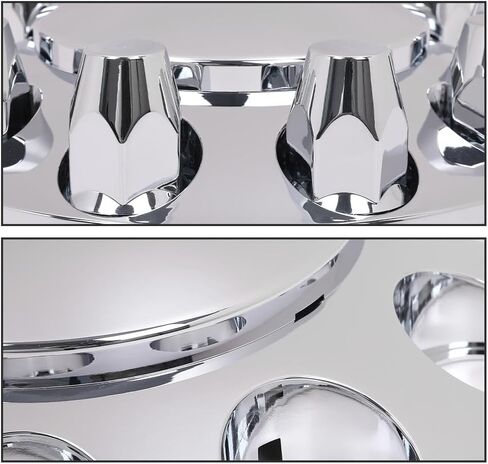 G-Plus Front Wheel تغطي محور المحور شبه البلاستيكي ABS تناسب معظم 10 ثقوب 20 "و 22.5" و 24.5 "عجلات شبه مشتتة مع 11.25" عجلات دائرة الكروم الفضة in Saudi Arabia