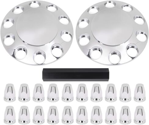 G-Plus Front Wheel تغطي محور المحور شبه البلاستيكي ABS تناسب معظم 10 ثقوب 20 "و 22.5" و 24.5 "عجلات شبه مشتتة مع 11.25" عجلات دائرة الكروم الفضة in Saudi Arabia