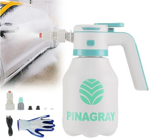 2L/0.5Gallon Electric Foam Prayer - رشاشات قابلة لإعادة الشحن مع فوهتين ، وشحن النوع C ، ووقت تشغيل لمدة ساعة لغسيل السيارات ، والبستنة وتنظيف المنزل in Saudi Arabia