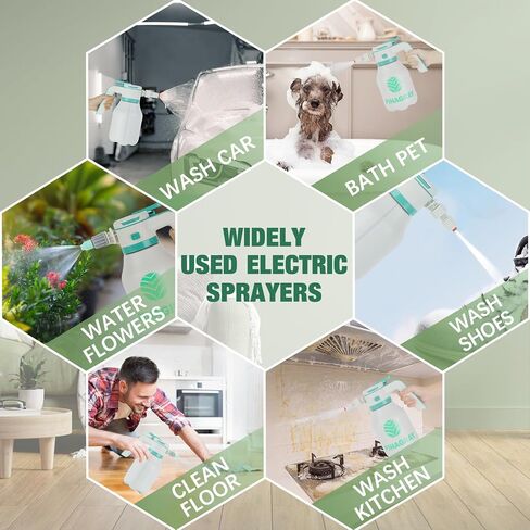 2L/0.5Gallon Electric Foam Prayer - رشاشات قابلة لإعادة الشحن مع فوهتين ، وشحن النوع C ، ووقت تشغيل لمدة ساعة لغسيل السيارات ، والبستنة وتنظيف المنزل in Saudi Arabia