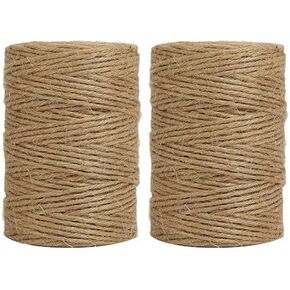 Tenn Well Jute Twine, 328Feet 2.32mm 6Ply Natural Garden Twine, Heavy Duty Jute String for Crafts, Gift Wrapping, Gardening, Packing, Christmas Decorations