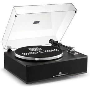 ANGELS HORN Bluetooth Vinyl Record Player - High-Fidelity 2-Speed Turntable with Built-in Speakers - Includes Phono Preamp & Magnetic AT-3600L Cartridge - Black Classic Edition