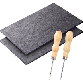 Needle Felting Pads Needle Felting Mat Large Felt Block Needle Felt Tool Thick Felt Base with 2 Wood Handle Tool for Felting Project 30X20 CM