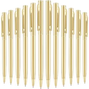 Unibene 6 Pack Gold Slim Ballpoint Pens Black ink Medium Point(1 mm), Nice Gift for Wedding Business Office Students Teachers Christmas
