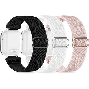 3 Pack Stretchy Nylon Compatible with Gizmo Watch 3 2 1/Gabb Watch 3 2 1/SyncUP Kids Watch Band, 20mm Quick Release Soft Breathable Solo Loop Gizmo Watch Band Replacement for Boy Girl