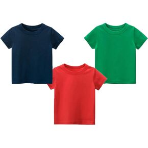 Boys' Short Sleeve Cotton Crewneck T-Shirts Top Tee Size 2-7 Years Toddler Boys' 3-Pack Multi Value Pack