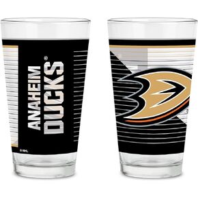 Rico Industries NHL Hockey16 oz Pint Glasses with Digitally Printed Logo, Practical Set of 2 Classic Drinking Glasses, Dishwasher Safe, Great for Water, Beer, Iced Tea, and More