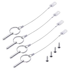 Boat Quick Release Pins 1/4 Inch Diameter Bimini Top Ball Pull Pin with Lanyard 316 Stainless Steel Bimini top Hardware, Pack of 4