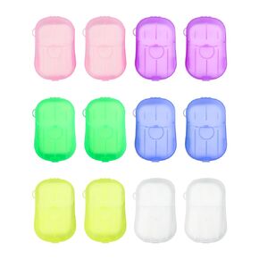 12 Packs (240 Sheets) Paper Soap Sheets for Hand Washing, Portable Disposable Travel Scented Bath Slice Sheet Foaming Soap Paper Sheets for Outdoor Traveling Camping Hiking