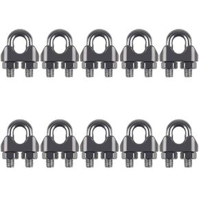10PCS 1/4 Inch M6 Stainless Steel Wire Rope Cable Clip Clamp