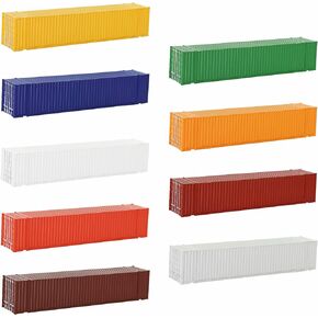 Evemodel C8748 9pcs Different Colored HO Scale 1:87 48ft Blank Shipping Container 48' Cargo Box