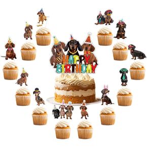 25 قطعة من أغطية الكعكة من Dachshund لتزيين الكعك من أجل Dachshund لتزيين حفلات Dachshund ومستلزمات حفلات أعياد الميلاد