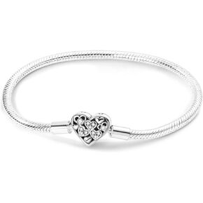 Parmuz 925 Sterling Silver Charm Bracelet for Woman Snake Chain Bracelet Star Moon Butterfly Cute Iconic Moments European Bracelet Jewelry Gift for Woman Girl in Kuwait