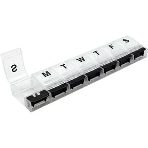 EZY DOSE Weekly (7-Day) Push Button Pill Organizer and Planner, Arthritis Friendly, X-Large, Clear Lids, Blue (67571BLAMT) (Pack of 2)