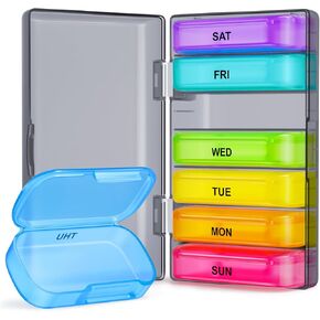 ZIKEE 7 Packs Extra Large Pill Organizer, Portable Pill Box 7 Day for Pocket, Purse, Weekly Pill Case with Dual-Protection Design, Pill Container for Medication, Vitamin, Fish Oil, Supplement in Saudi Arabia