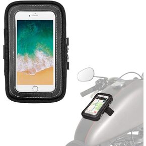 KEMIMOTO Motorcycle Tank Bag, Sportbike Phone Bag Pouch Case with 8 Strong Holders, Touch Screen for Cell phone up to 6.3 Inch