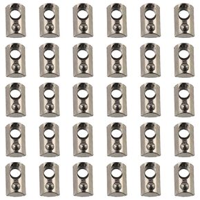 30Pcs Half Round T Spring Nut, 40 Series Aluminum Slot, M8 Thread Roll-in Spring, Ball Loaded Elastic Nuts for T-Slot Aluminum Profile, Silver