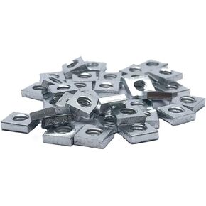 100pcs M6 Square Nut, Metric Coarse Thread Nut,Zinc Plated, Silver Tone(Size: M6×10×5).