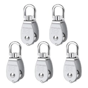 Pulley 304 Stainless Steel Single Pulley Block M50 Small Heavy Duty Swivel Bearing Pulley System for Rigging, Lifting, Cargo Transportation,Gym Equipment (M50 2PCS)