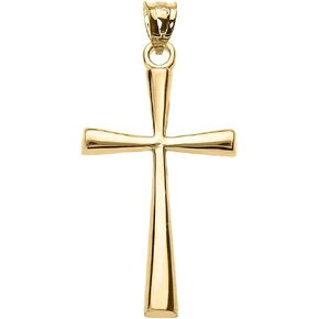 14K Yellow, Rose or White Gold Simple Classic Flared Cross Pendant - Choice of Metal