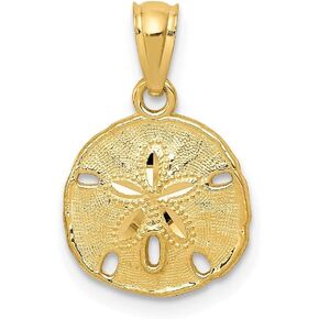 Mother's Day Gift 14K Yellow Gold Sand Dollar Pendant for Women (L- 17 mm, W- 11 mm)