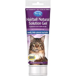 PetAg Hairball Natural Solution Gel Supplement for Cats - 3.5 oz - Helps Prevent and Reduce Hairballs in Cats 6 Months and Older - Petrolatum Free