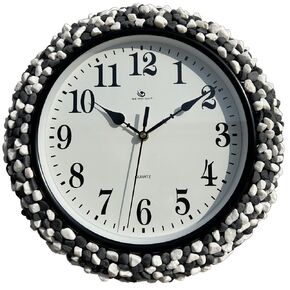 16 Inch Natural cobblestone handmade mosaic Wall Clock Quartz Round Silent Non-Ticking Modern Clocks Battery Operated Classic Office, Home, Bathroom, Kitchen, Bedroom, School, Living Room wall decor