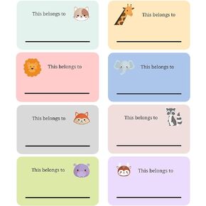Name Labels for Kids | This Belongs to Stickers | Perforated 3 x 1.75 Inch Large Tags | Book Plates Stickers | 300pcs Stickers for School Supplies, Teacher Supplies, 8 Designs
