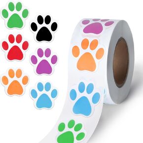 500 Pcs Paw Print Sticker 1" Cute Black Dog Cat Paw Sticker - Self-Adhesive Small Puppy Paw Print Sticker Roll (Black)
