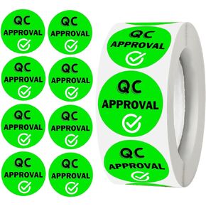 1 inch QC Approval Labels Green Inventory Quality Control Stickers for Warehouse Quality Control Check Tested Pass 1000pcs