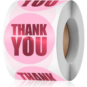 Large Pink Thank You Stickers 2 inch - Rose Gold Foil Personalized Sealing Circle Labels, Ideal for Gift Packaging & Small Business, 500 Labels Per Roll