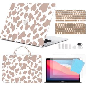 متوافق مع حافظة MacBook Air مقاس 13 بوصة إصدار 2020 2019 2018 (A2337 M1 A2179 A1932)، مع معرف اللمس وحزمة حماية لوحة المفاتيح وكاميرا الويب والحقيبة وواقي الشاشة (نمط الفهد الأسود) in Kuwait