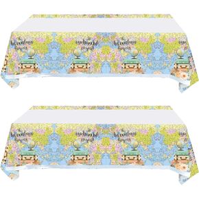 2 Pcs Adventure World Awaits Tablecloth, The Adventure Begin Birthday Party Supplies Decorations–Adventure Party Table Cover (70.9" x 42.5")