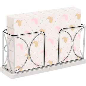 Napkin Holder with Marble Base, Guest Towel Paper Dispenser for Table, Modern Metal Napkin Stand, Ideal for All Kitchen Bathroom Vanity, Kitchen Decor Accessories (Chrome, 3.2 Inch)