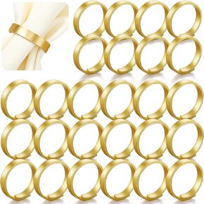 Lallisa Gold Napkin Rings Metal Napkin Ring Holders for Cloth Napkins Table Decorations for Wedding Thanksgiving Christmas Anniversary Birthday Dinners Party of Table Setting(12 Pcs, Simple)