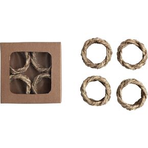 Creative Co-Op 2 Inches Round Braided Seagrass, Natural, Set of 4 Napkin Ring