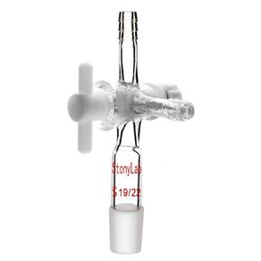 StonyLab Vacuum Glass 3-Way Flow Control Adapter, Borosilicate Glass Adapter with Standard 24/40 Taper Joint and PTFE Stopcock for Laboratory