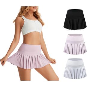 Yknktstc 3 Pack Tennis Skirt for Women with Pockets High Waist Athletic Shorts Pleated Sports Golf Skort
