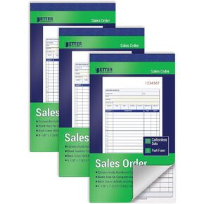 كتب طلبات مبيعات Better Office Products، 3 عبوات، جزأين بدون كربون (أبيض/أصفر كناري)، 4-1/8 × 7-3/16 بوصة، 50 مجموعة لكل كتاب، 150 مجموعة إجمالية، 3 كتب