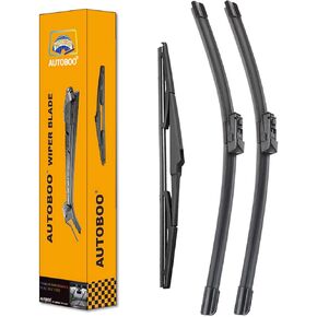 مساحات الزجاج الأمامي AUTOBOO 26 بوصة + 16 بوصة مع شفرة ممسحة خلفية 12 بوصة بديلة لسيارة Lexus NX200t NX300 NX300h 2015 2016 2017 2018 2019 2020 2021 - جودة المصنع الأصلية (عبوة من 3 قطع) in Kuwait