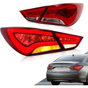 VLAND LED Tail lights Compatible with Hyundai Sonata 2011 2012 2013 2014(Only for US Version) Not Fit For 2013-2014 (2.0T/2.0T Limited) Red Clear Lens Rear Lamp Assembly Sold as Pair