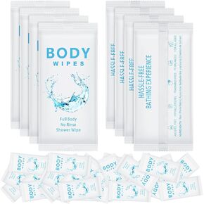 Treela 300 Pcs Large Body Wipes Individually Wrapped Bath Wipes for Adults Bathing No Rinse Shower Wipes Bulk Deodorant for Homeless Personal Cleansing Wipes for Travel Gym(Blue, 7.09" x 9.84")