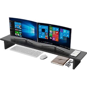 EUREKA ERGONOMIC Dual Monitor Stand - Adjustable Legs, Dual Monitor Riser, Carbon Fiber Computer Monitor Stand, Desktop Organizer, Monitor Stand Riser for PC, Computer, Laptop (Black)
