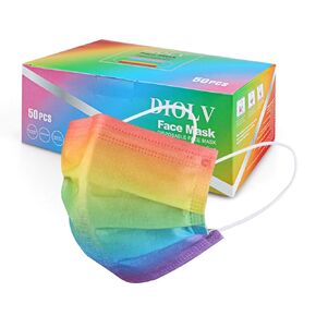 50Pcs Rainbow Printed Disposable Face Masks for Adults 3-ply Face Mask Gradient Rainbow